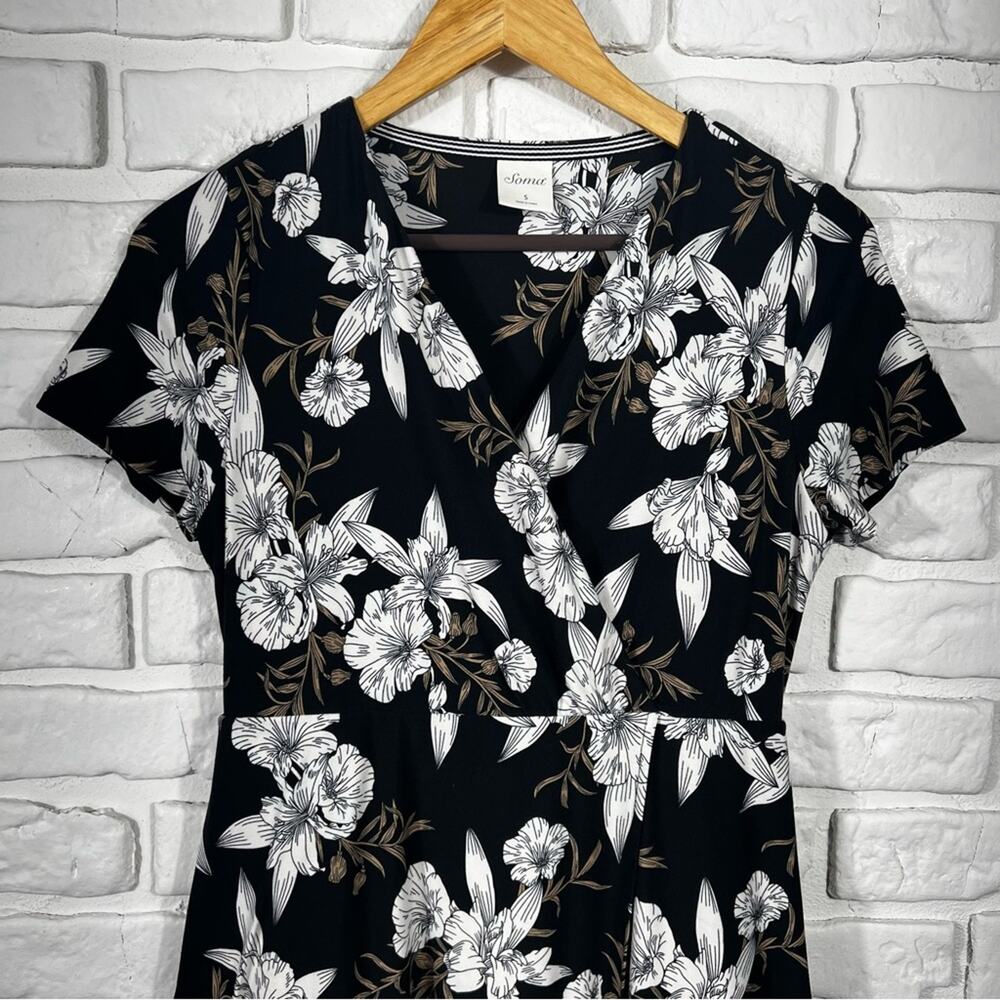 Soma Floral Mock Wrap Dress Size Small - Picture 8 of 9